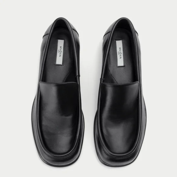 HVOYA kyiv Bowie Black Leather Loafers Sleek Slip-On Design - Picture 1 of 4